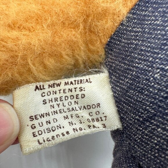 Vintage Danny Denim Gund Lion Stuffed Animal Plush Patchwork 1976 Overalls - Picture 7 of 10